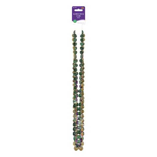 Beistle 33" Mardi Gras Coin Beads, 12ct.